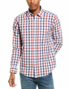 Hot Sale 🎉 J.McLaughlin Gramercy Woven 👚 Shirt Men Casual Button Downs White Multi 🛒