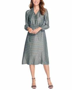 Best Sale 👍 J.McLaughlin Sereno Alley Darden Silk-Blend 👗 Dress 👩 Women 👗 Dresses Blue Multi ✔️