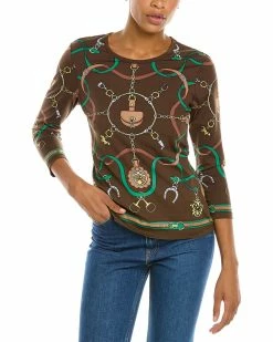 Top 10 🎁 J.McLaughlin Fairfax Crest Signature T-Shirt 👩 Women Tops 👏